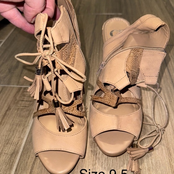 Gianni Bini Shoes - Gianni Bini Tan Lace-Up Heels